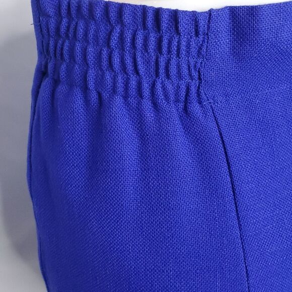 VINTAGE 90s royal blue skirt elastic waist knee length pencil M - Picture 9 of 12